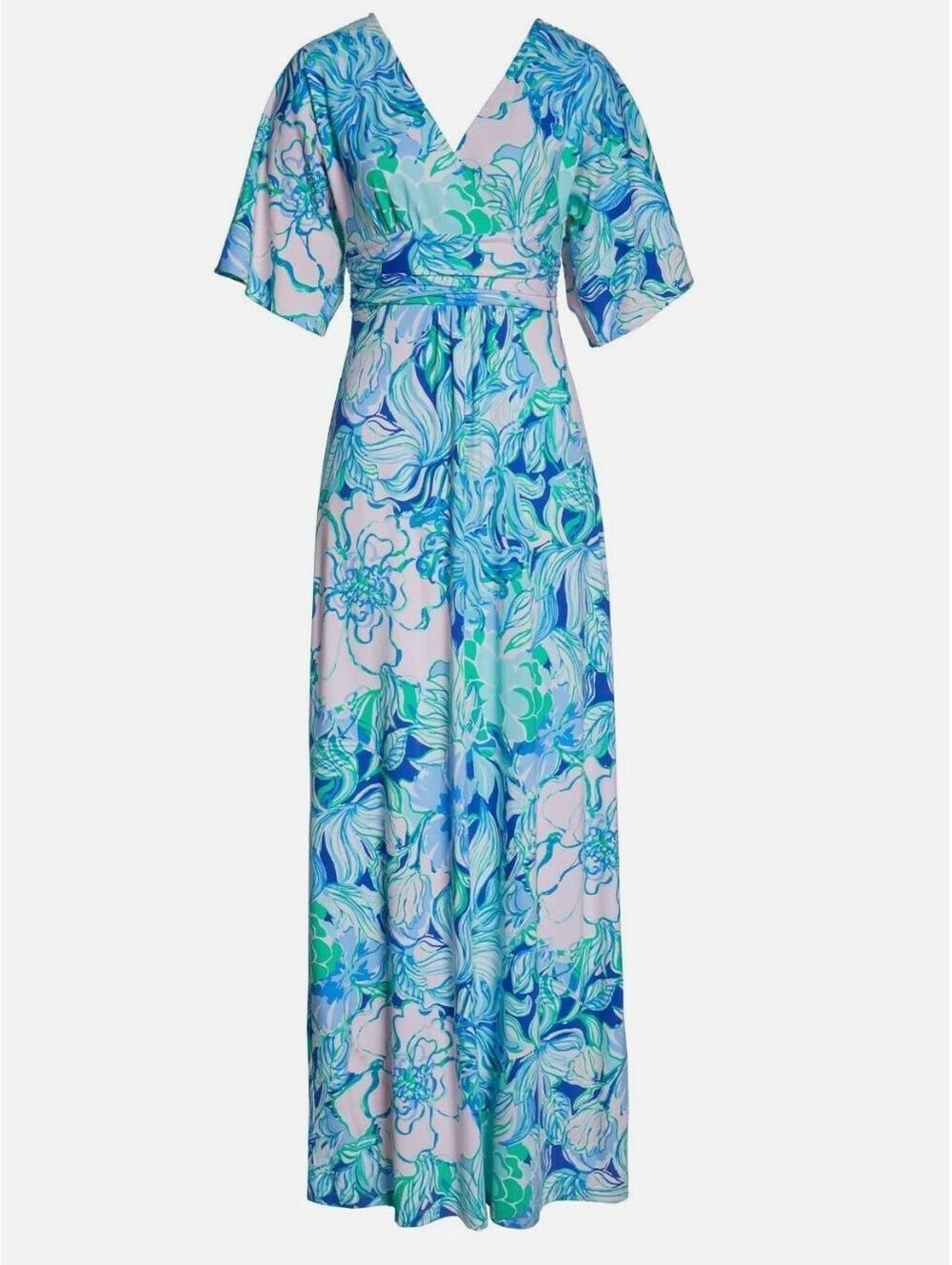 Lilly Pulitzer Parigi Maxi Dress Party Thyme Floral Pink Blue Green S